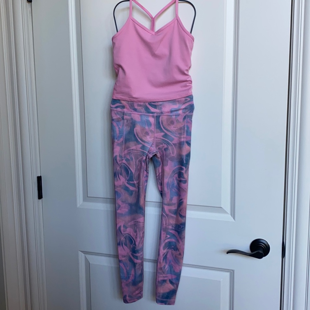 Athleta Girl - 2 piece set, pink tank & stash your treasures tight, Sz Small (7)